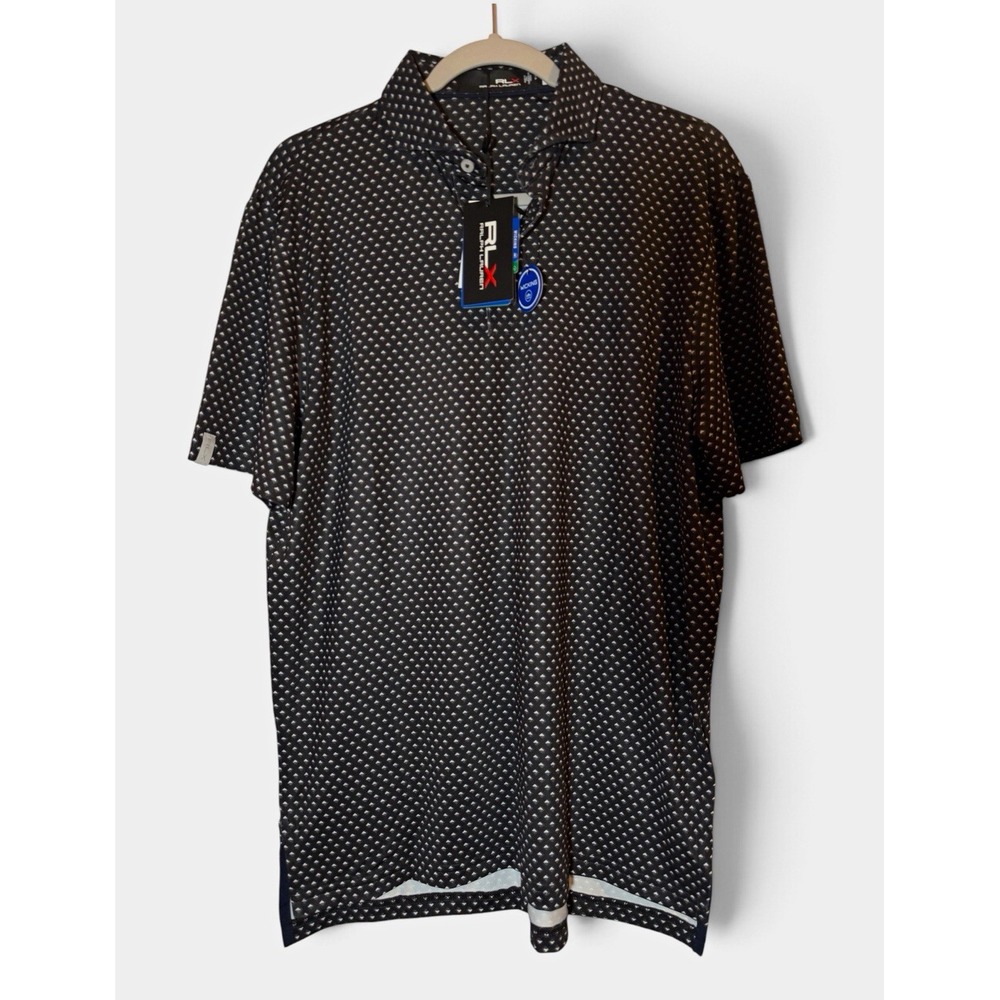 RLX Ralph Lauren Golf Polo Mens Black Diamond Geometric Performance Stretch NWT